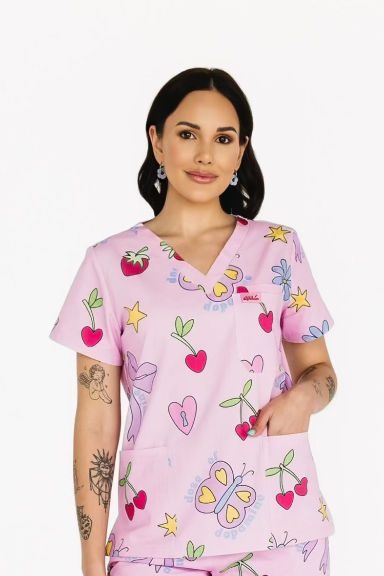 Pretty In Pink Scrub Top