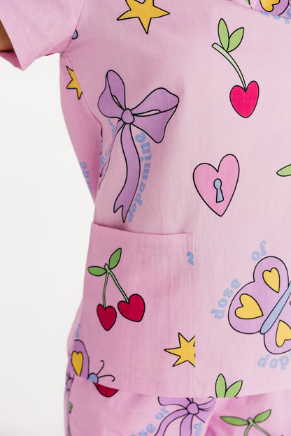 Pretty In Pink Scrub Top