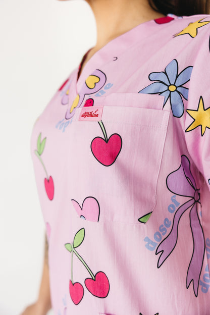 Pretty In Pink Scrub Top