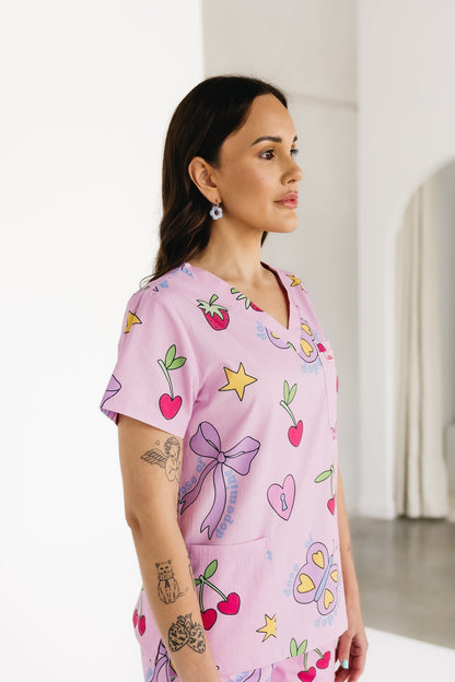 Pretty In Pink Scrub Top