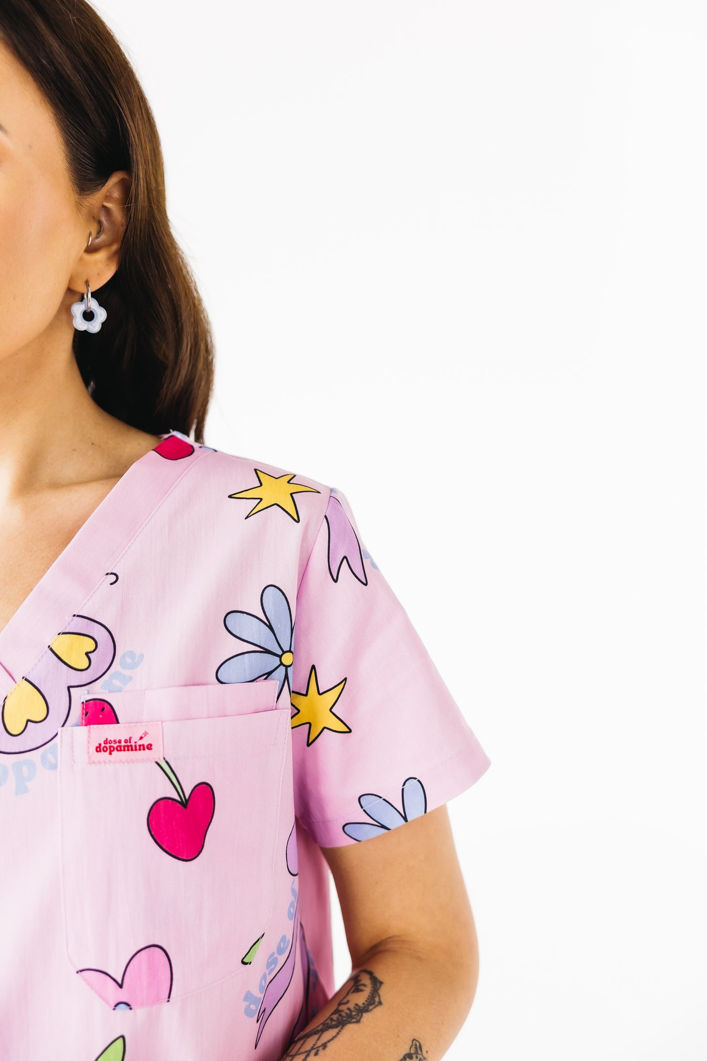 Pretty In Pink Scrub Top