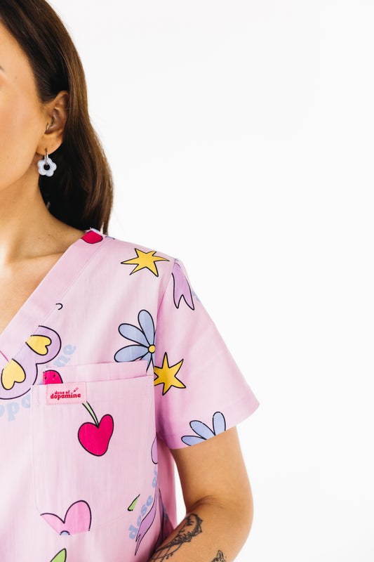 Pretty In Pink Scrub Top