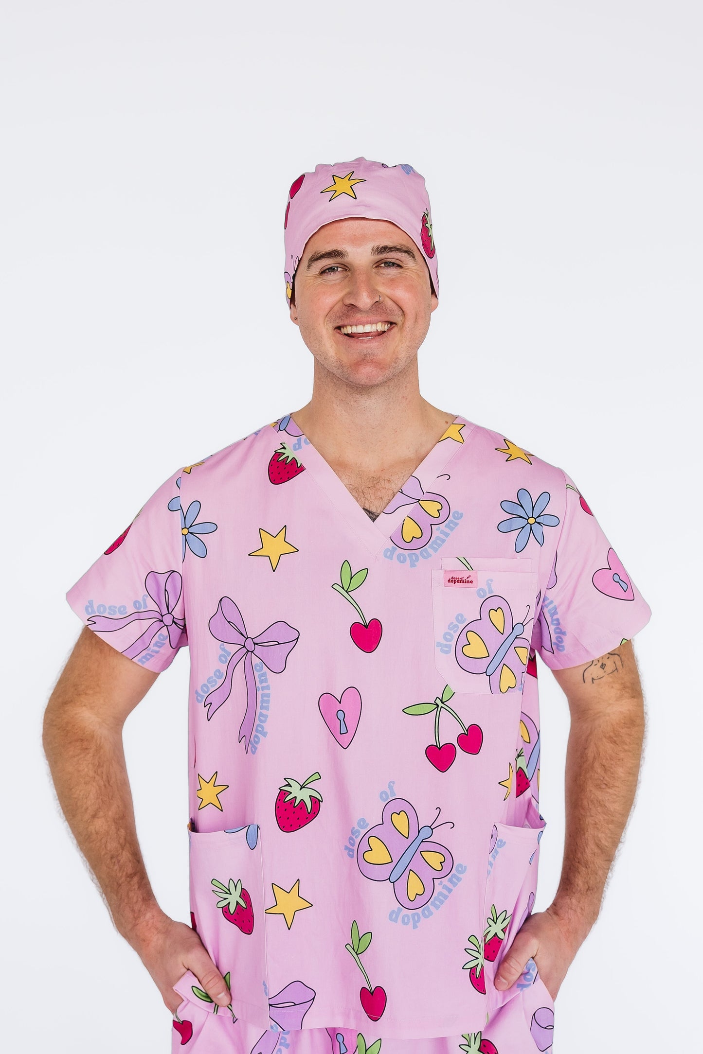 Pretty In Pink Scrub Top
